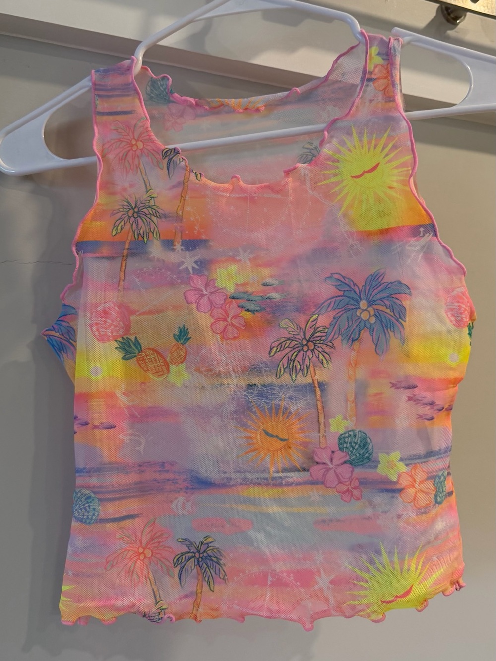 Kulani Kinis Sunset Universe Mesh Cropped Tank Top Small